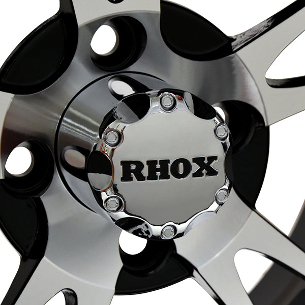 RHOX RX200, Machined w/Black w/ Center Cap, 12x6 ET-0