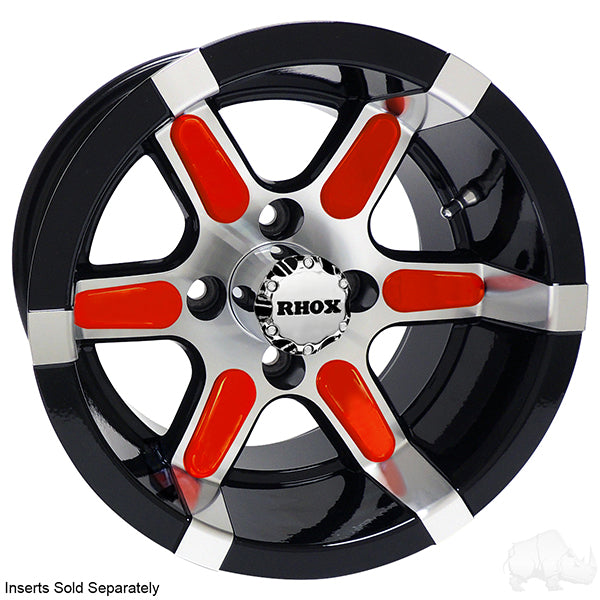 RHOX RX250, Machined w/ Black w/ Center Cap, 12x7 ET-25