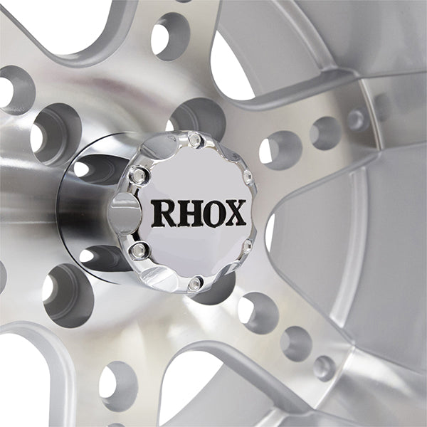 RHOX RX251, Machined w/ Silver W/ Center Cap, 12x7 ET-25