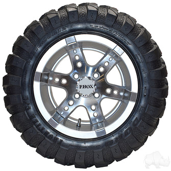 RHOX RX251, Machined w/ Silver W/ Center Cap, 12x7 ET-25