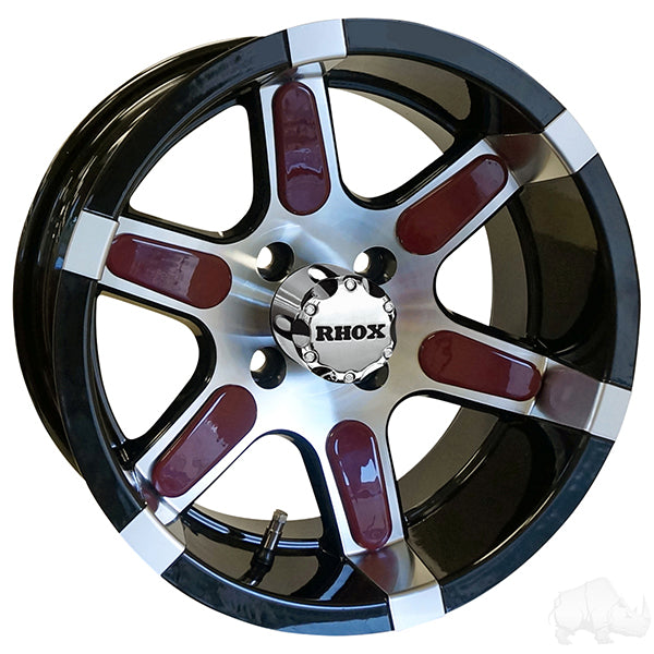 RHOX RX260, Machined w/ Black w/ Center Cap, 14x7 ET-25