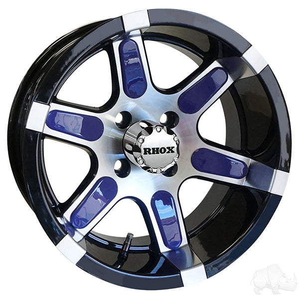 RHOX RX260, Machined w/ Black w/ Center Cap, 14x7 ET-25