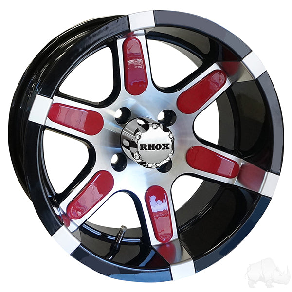 RHOX RX260, Machined w/ Black w/ Center Cap, 14x7 ET-25