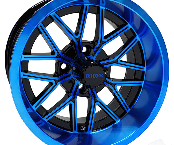 RHOX RX281, Gloss Black with Blue, 14x7 ET-25- from Rhox – Lakeside Buggies
