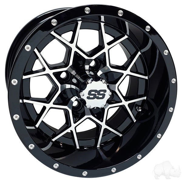 RHOX RX385, Machined Gloss Black, 12x7 ET-25- from Rhox – Lakeside Buggies