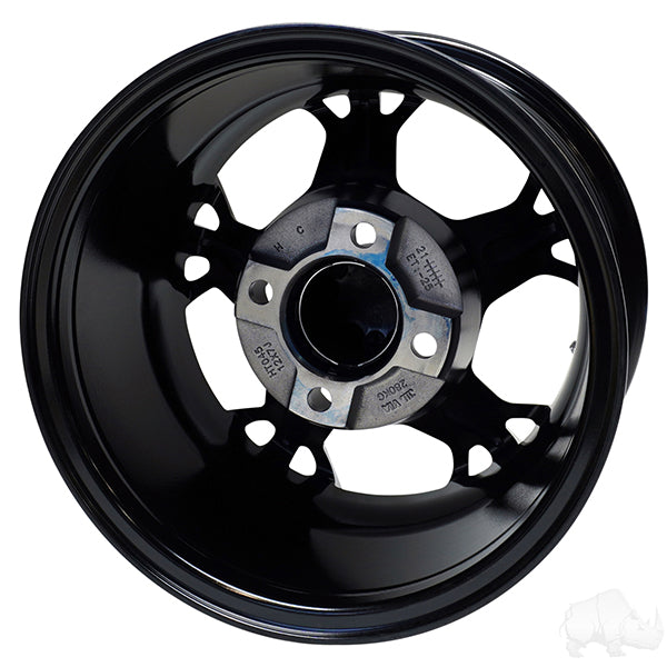 RHOX RX399, negro brillante con azul, 12 x 7 ET-25 PN# TIR-RX399-BBL