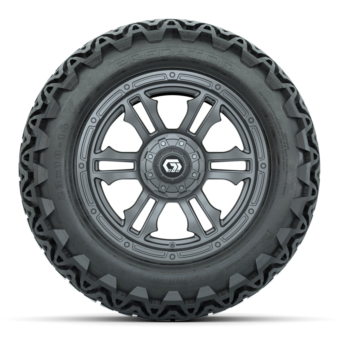 GTW Shogun Gunmetal 14 in Wheels with 23x10-14 Predator All-Terrain Tires  Full Set