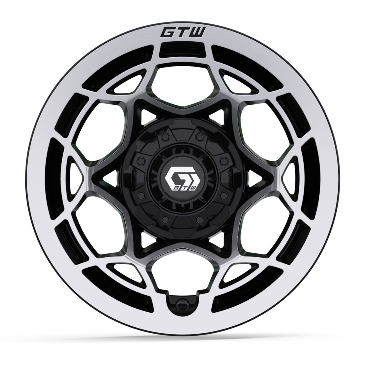 12" GTW Nexus Gloss Black with Silver Face Wheel
