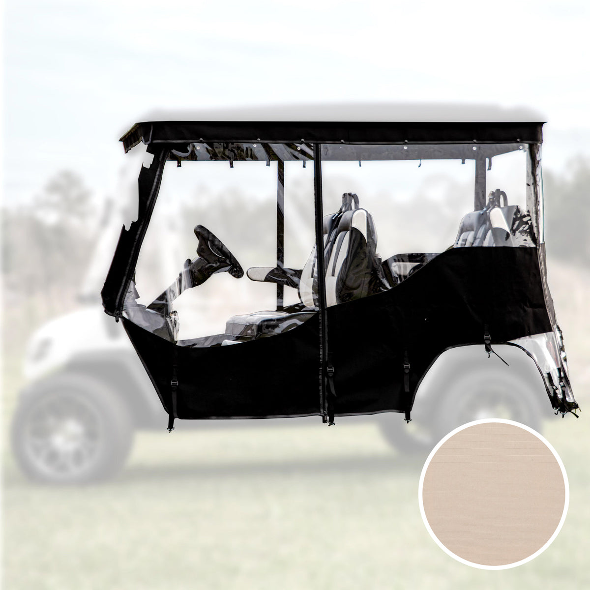 RedDot ICON i40 Linen 4 Passenger with 1F1R Seats 3-Sided Track Style Enclosure & Valance (Years 2023-Up)