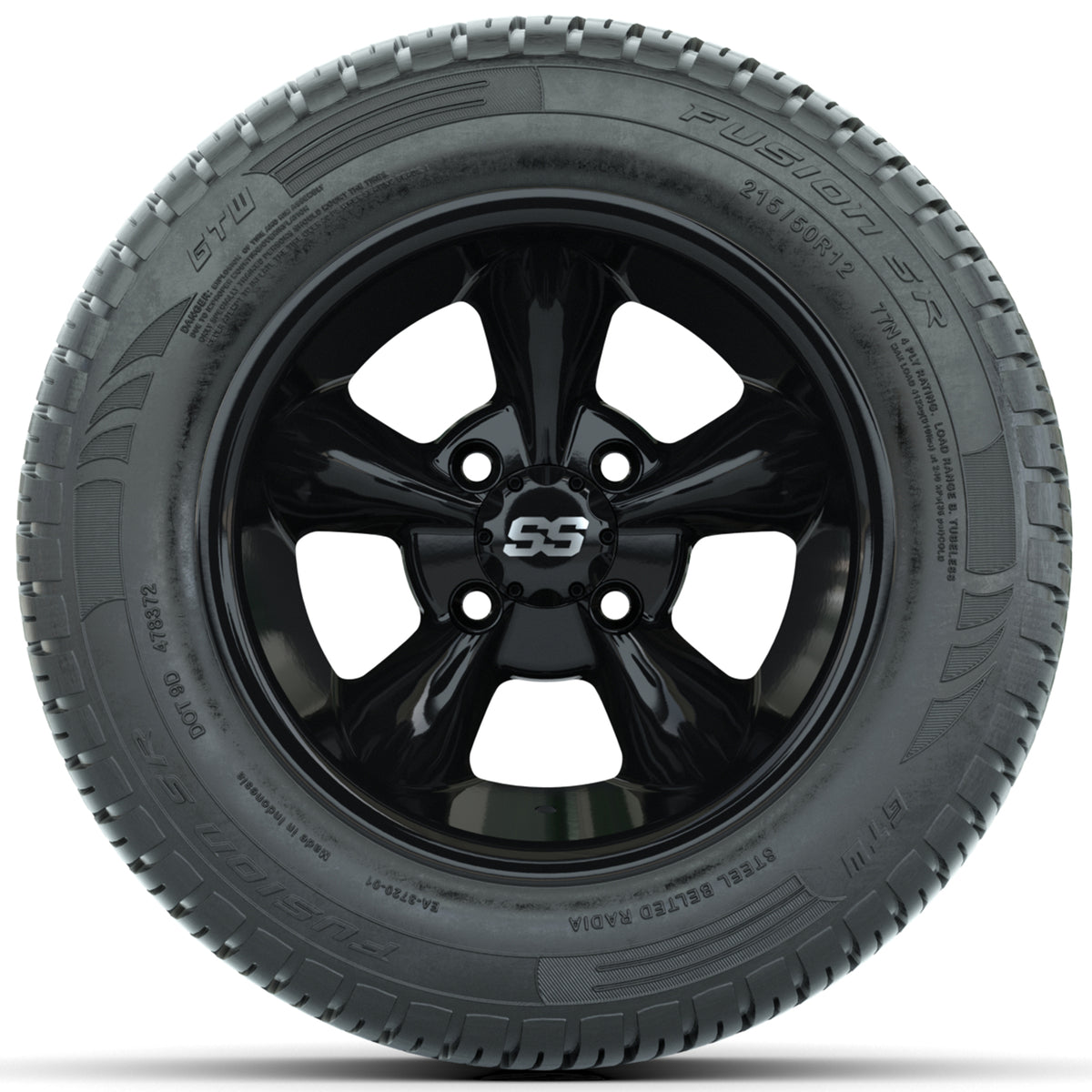 Set of (4) 12 in GTW Godfather Wheels with 215/50-R12 Fusion S/R Street Tires
