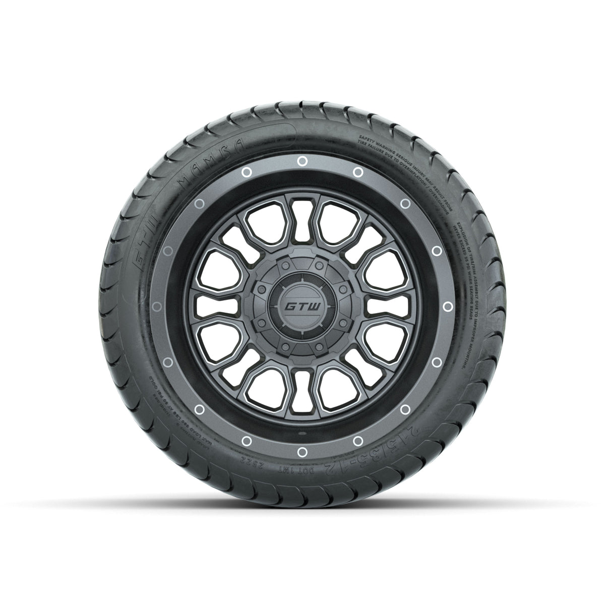 GTW Volt Gunmetal/Machined 12 in Wheels with 215/35-12 Mamba Street Tires  Full Set