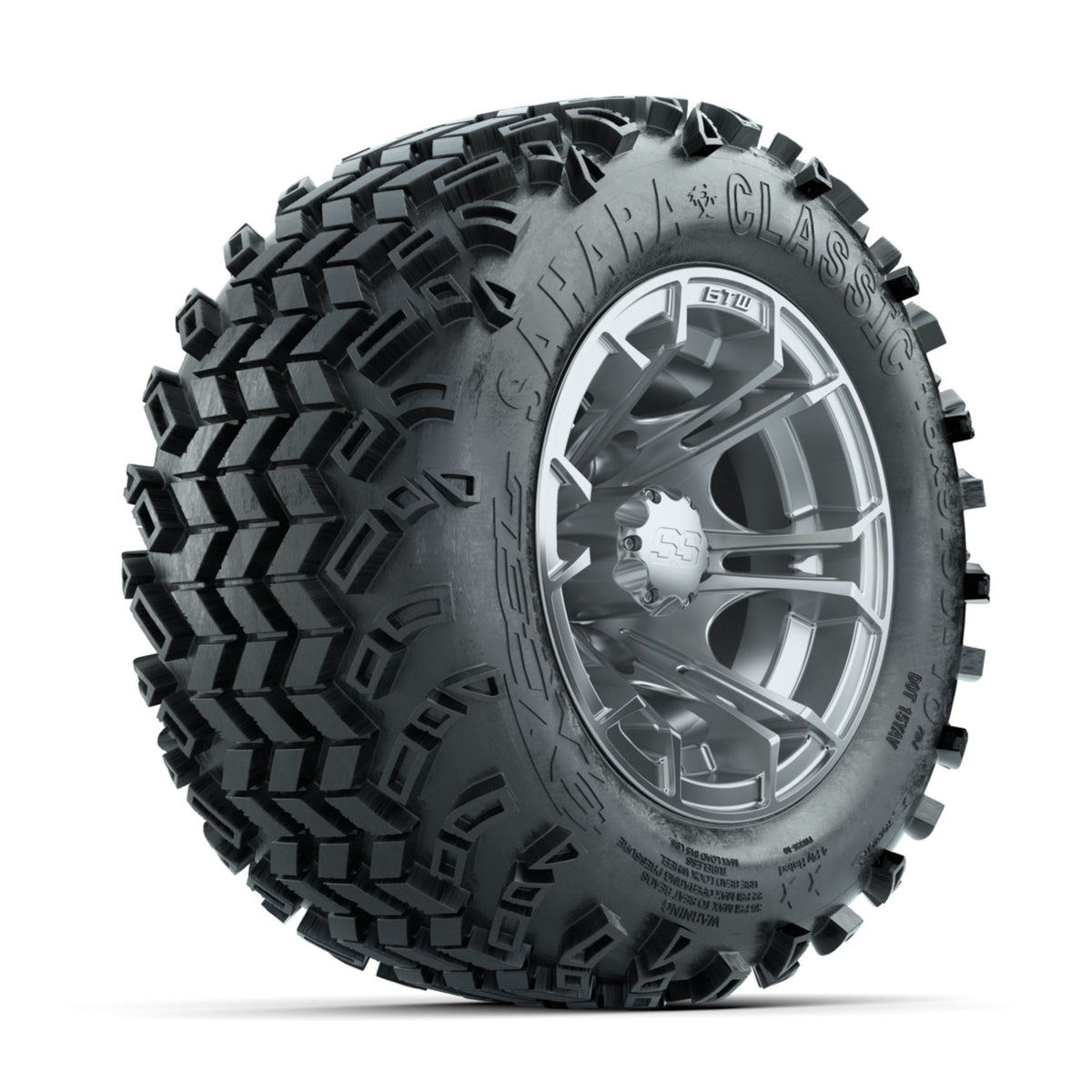 GTW Spyder Silver Brush 10 in Wheels with 18x9.50-10 Sahara Classic All Terrain Tires  Full Set