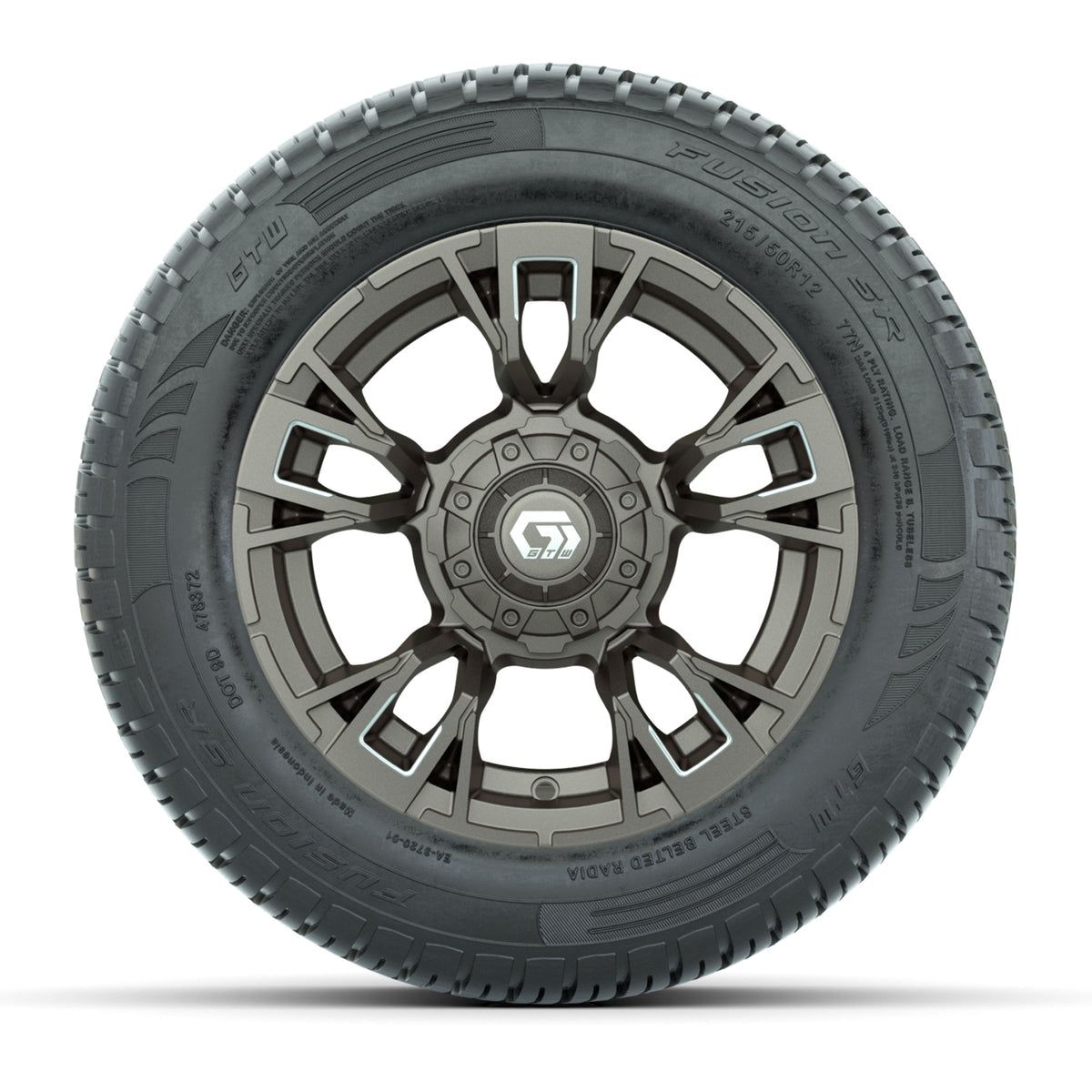 GTW Vandal Satin Bronze/Machined 12 in Wheels with 215/50-R12 Fusion S/R Steel Belt Radial Tires  Full Set