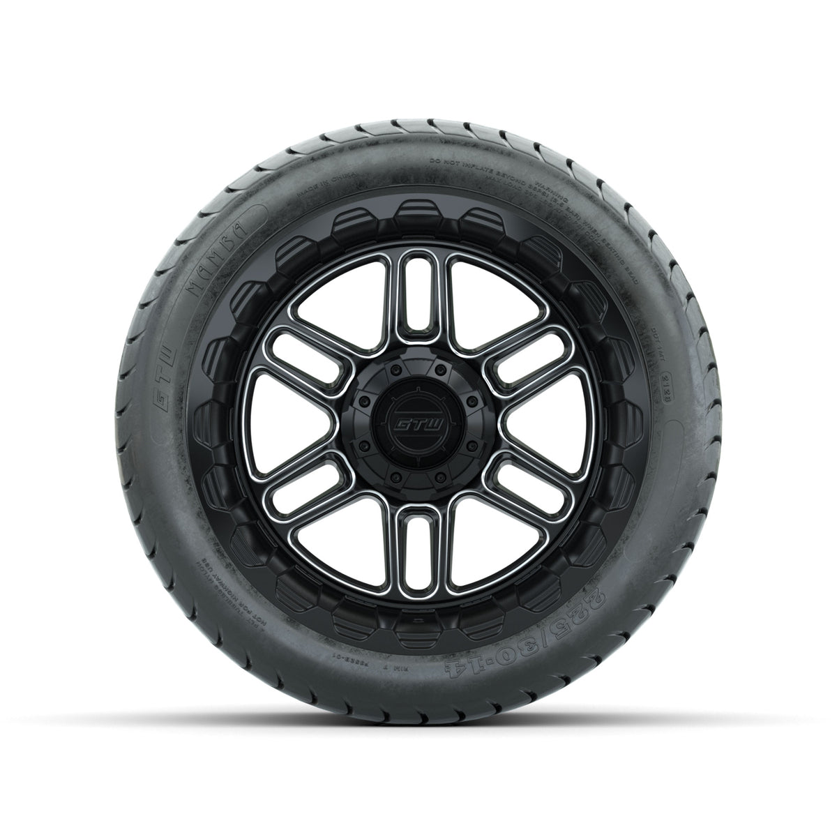 Set of (4) 14 in GTW Titan Machined & Black Wheels with 225/30-14 Mamba Street Tire