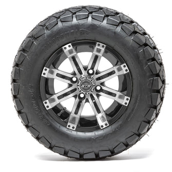 GTW Tempest Black and Machined Wheels with 22in Timberwolf Mud Tires - 12 Inch