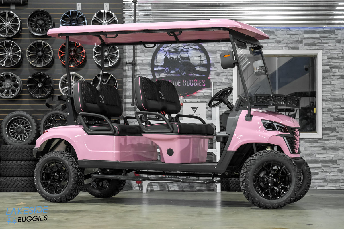 2025 VIBE EV - EV4F  Awareness Pink 4 Forward Passenger Street Legal Golf Cart -  Vibe EV at LakesideBuggies.com