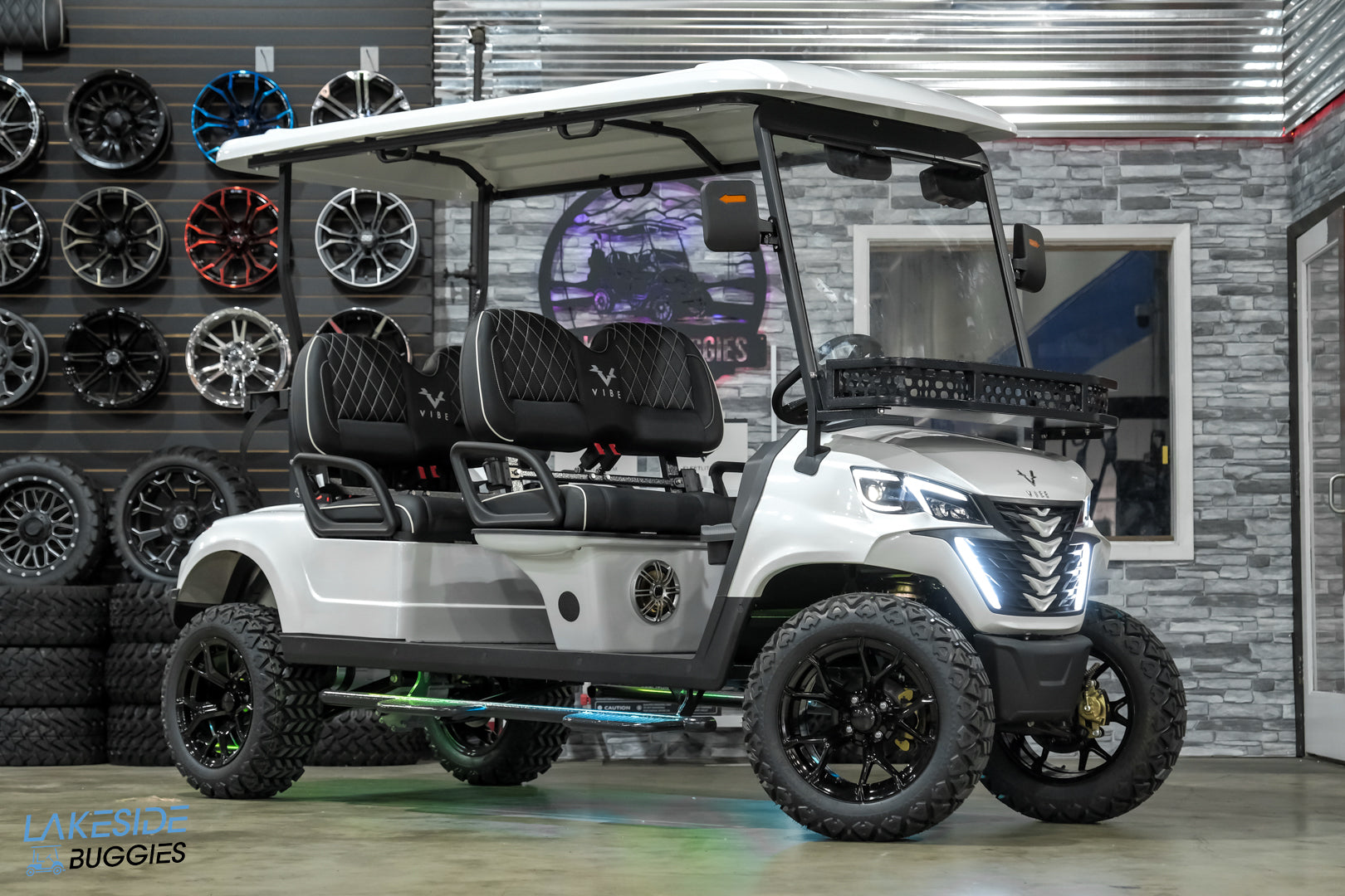 2025 VIBE EV - EV4F  Pure White Metallic 4 Forward Passenger Street Legal Golf Cart -  Vibe EV at LakesideBuggies.com