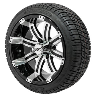 Lakeside Buggies 14” GTW Tempest Black and Machined Wheels with 18” Fusion DOT Street Tires – Set of 4- A19-399 GTW Tire & Wheel Combos