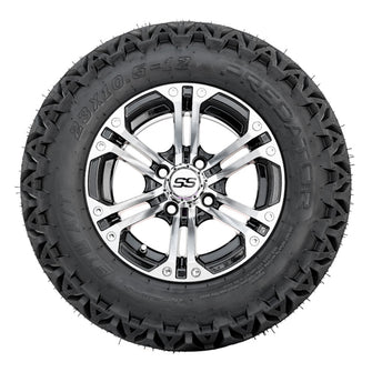 Lakeside Buggies 12” GTW Specter Black and Machined Wheels with 22” Timberwolf Mud Tires – Set of 4- A19-340 GTW Tire & Wheel Combos