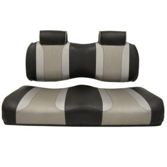 Lakeside Buggies MadJax® Tsunami Black–Liquid Silver w/ Silver Rush EZGO TXT/RXV Front Seat Cushions- 10-215 MadJax Premium seat cushions and covers
