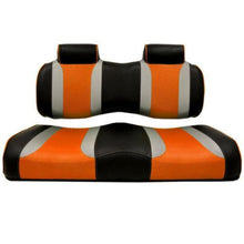 Lakeside Buggies MadJax® Tsunami Black–Liquid Silver w/ Orange Wave Club Car Front Seat Cushions- 10-202 MadJax Premium seat cushions and covers