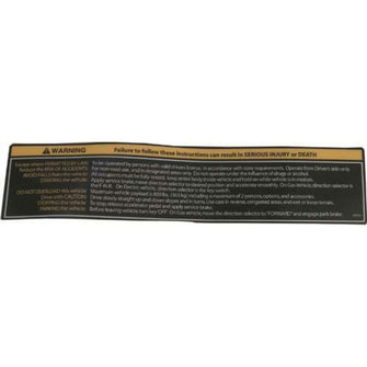 Lakeside Buggies EZGO RXV Warning & Instructions Decal (Years 2008-Up)- 50504 EZGO Front body