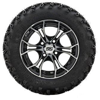 Lakeside Buggies 12” GTW Spyder Black and Machined Wheels with 22” Sahara Classic A/T – Set of 4- A19-377 GTW Tire & Wheel Combos