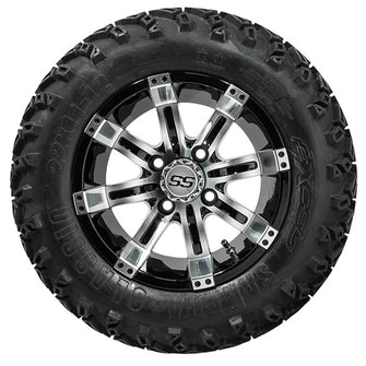 Lakeside Buggies 12” GTW Tempest Black and Machined Wheels with 22” Sahara Classic A-T Tires – Set of 4- A19-357 GTW Tire & Wheel Combos