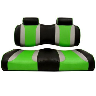Lakeside Buggies MadJax® Tsunami Black–Liquid Silver w/ Green Wave Club Car Front Seat Cushions- 10-203K MadJax Premium seat cushions and covers