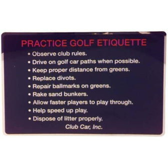 Lakeside Buggies Club Car Golf Etiquette Decal (Years 1992-1997)- 14286 Club Car Decals and graphics