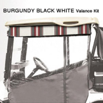 Lakeside Buggies Red Dot Chameleon Valance With Burgundy/Black/White Sunbrella Fabric For Yamaha Drive2 (Years 2017-Up)- 64049 RedDot Valances