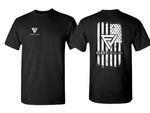 Black Men's Fleet Lithium T-Shirt White Logo Print Fleet Lithium Apparel undefined