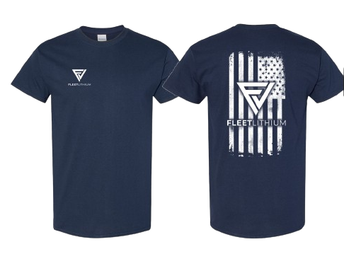 Navy Men's Fleet Lithium T-Shirt White Logo Print Fleet Lithium Apparel undefined