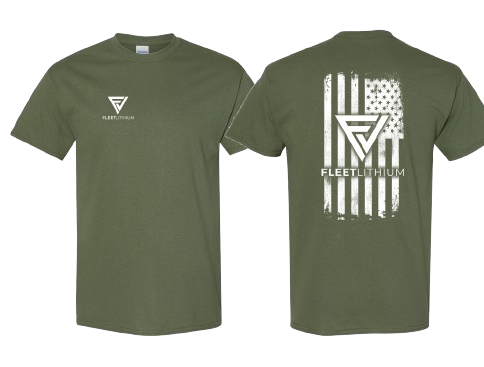 Military Green Men's Fleet Lithium T-Shirt White Logo Print Fleet Lithium Apparel undefined