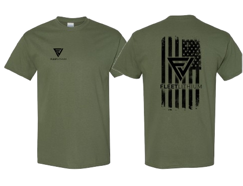 Military Green Men's Fleet Lithium T-Shirt Black Logo Print Fleet Lithium Apparel undefined